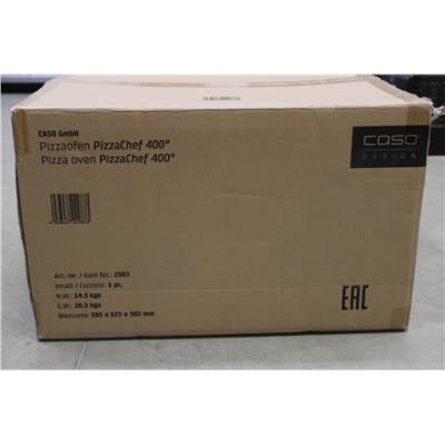 SALE OUT. Caso PizzaChef 400° Pizza oven, 2000 W, Black | Caso Pizza Oven | PizzaChef 400° | 2000 W | Black | DAMAGED PACKAGING AS DEMO