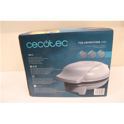SALE OUT. Cecotec Fun Gofrestone 3in1 Waffle maker | Cecotec Waffle Maker | Fun Gofrestone 3in1 | 700 W | Number of pastry 3 | Waffle / Muffin / Donut | White | MISSING DOUGHTSNUTS INTERCHANGEABLE PLATE