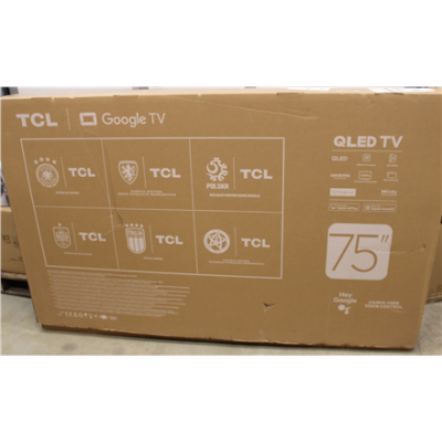 SALE OUT. TCL 75T8C 75" (189 cm) 4K QLED TV with Google TV | TCL 4K QLED TV | 75T8C | 75 | Smart TV | Google TV | Black | DAMAGED PACKAGING