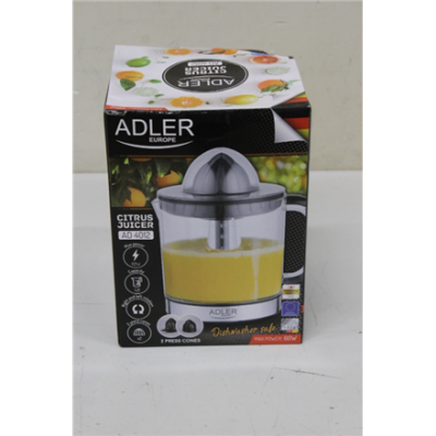 SALE OUT. Adler AD 4012 Citrus Juicer, 2 Pressing Cups for Big and Small Citrus Fruits, 40W, Black | Adler Citrus Juicer | AD 4012 | Type Citrus juicer | Black | 40 W | Number of speeds 1 | DAMAGED PACKAGING