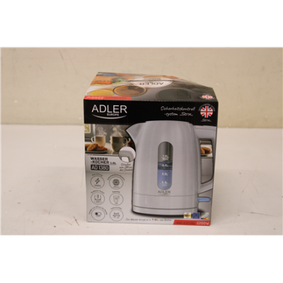 SALE OUT. Adler AD 1380w Electric kettle, Plastic, 1 L, White | Adler Kettle | AD 1380w | Electric | 2200 W | 1 L | Polypropylene | 360° rotational base | White | DAMAGED PACKAGING