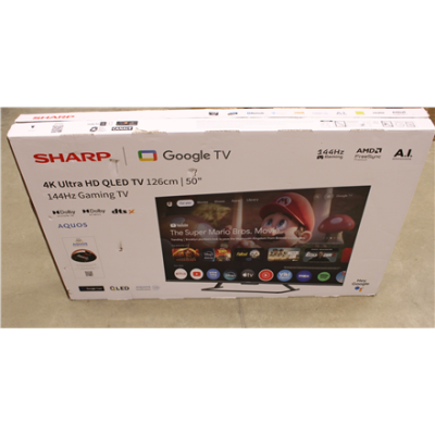 SALE OUT. Sharp 50HR7265E 50" (126cm) QLED 144Hz 4K Ultra HD Google TV, Dolby Vision, Dolby Atmos, Central Stand | Sharp 50HR7265E | 50 | Smart TV | Google TV | Black | DAMAGED PACKAGING