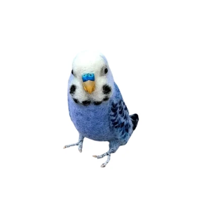 Скульптура волнистого попугая из валяной шерсти, ручная работа