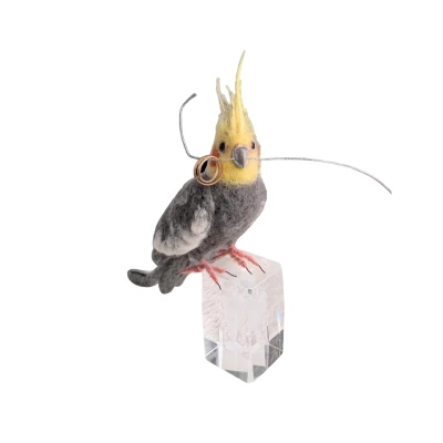 Скульптура попугая кореллы из валяной шерсти, ручная работа