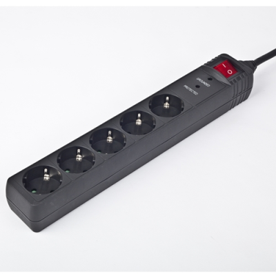 Surge Protector SPG5-C-10 / 3 m / 5 Sockets / Black