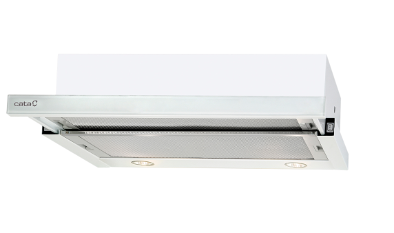 CATA | Hood | TF 2003 600 GWH | Telescopic | Energy efficiency class C | Width 60 cm | 390 m³ / h | Mechanical control | LED | White Glass