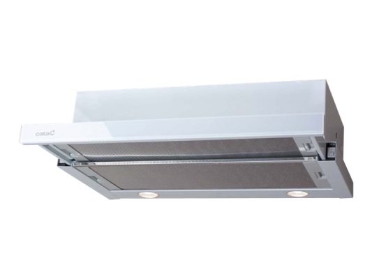 CATA | Hood | TF 2003 600 GWH | Telescopic | Energy efficiency class C | Width 60 cm | 390 m³ / h | Mechanical control | LED | White Glass
