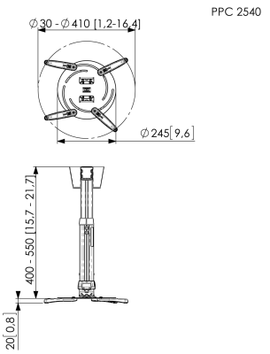 Vogels | Projector Ceiling mount | Turn, Tilt | Black / Silver