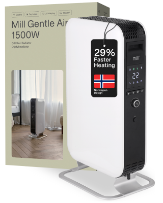 Mill | Heater | AB-H1500DN | Oil Filled Radiator | 1500 W | Number of power levels 3 | Suitable for rooms up to 16-24 m² | White