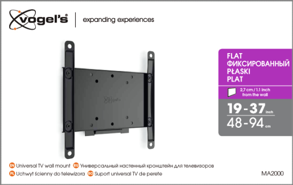 Vogels | Wall mount | MA2000-A1 | Fixed | 26-40 " | Maximum weight (capacity) 30 kg | Black