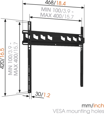 Vogels | Wall mount | MA3000-A | Fixed | 32-55 " | Maximum weight (capacity) 60 kg | Black