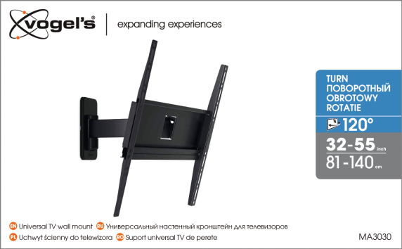 Vogels | Wall mount | MA3030-A1 | Full motion | 32-65 " | Maximum weight (capacity) 25 kg | Black