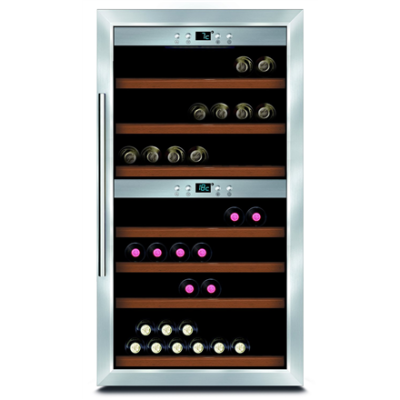 Caso | Wine cooler | Wine Comfort 66 | Energy efficiency class G | Showcase | Free standing | Bottles capacity Up to 66 bottles | Cooling type Compressor technology | Stainless steel / Black