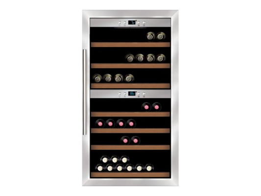 Caso | Wine cooler | Wine Comfort 66 | Energy efficiency class G | Showcase | Free standing | Bottles capacity Up to 66 bottles | Cooling type Compressor technology | Stainless steel / Black