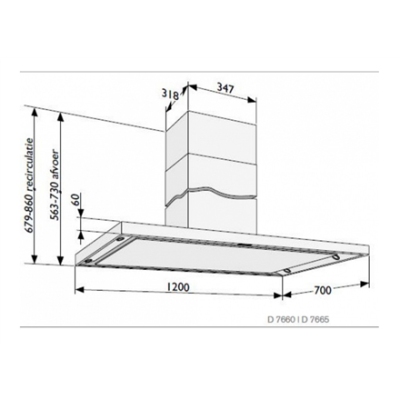 Novy | Hood | Flat'line 7660 | Island | Energy efficiency class A | Width 120 cm | 744 m³ / h | Mechanical control | LED | Stainless steel