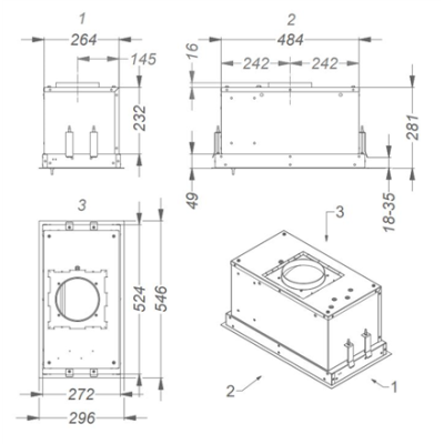 Novy | Hood | Essence 828 | Canopy | Energy efficiency class B | Width 60 cm | 517 m³ / h | Mechanical control | LED | Stainless steel