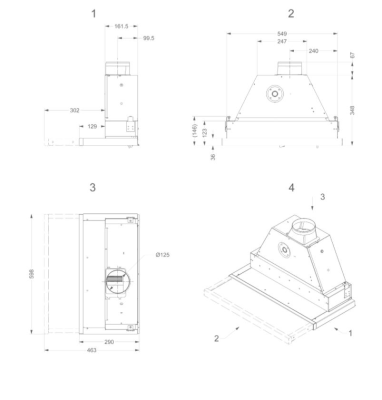 Novy | Hood | 661 | Telescopic | Energy efficiency class C | Width 60 cm | 346 m³ / h | Mechanical control | LED | Stainless steel