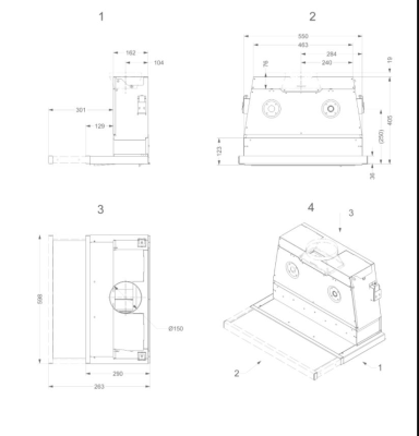 Novy | Hood | 662 | Telescopic | Energy efficiency class D | Width 60 cm | 594 m³ / h | Mechanical control | LED | Stainless steel
