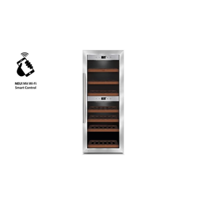 Caso | Wine cooler | WineComfort 380 Smart | Energy efficiency class G | Showcase | Free standing | Bottles capacity Up to 38 bottles | Cooling type Compressor technology | Stainless steel / Black