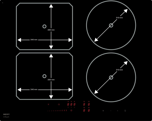 Novy | Hob | 1763 | Induction | Number of burners / cooking zones 4 | Slider | Timer | Black