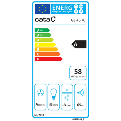 CATA | Hood | GL 45 X / C | Canopy | Energy efficiency class A | Width 50 cm | 820 m³ / h | Touch | EcoLed | Stainless steel