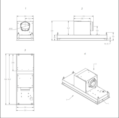 Novy | Hood | Mini Pure'line 826 | Canopy | Energy efficiency class A+ | Width 90 cm | 601 m³ / h | Mechanical control | LED | Black