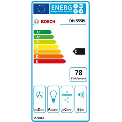 Bosch | Hood Serie 4 | DHL555BL | Canopy | Energy efficiency class C | Width 50 cm | 590 m³ / h | Mechanical control | LED | Silver