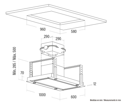 CATA | Hood | SIRIN 1000 WH | Island | Energy efficiency class A | Width 100 cm | 850 m³ / h | Touch Control | LED | White