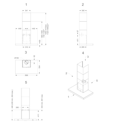 Novy | Hood | Flat'line 7602 | Wall mounted | Energy efficiency class A+ | Width 90 cm | 635 m³ / h | Mechanical control | LED | Black