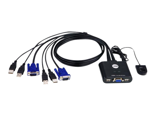 Aten 2-Port USB VGA Cable KVM Switch with Remote Port Selector | Aten | KVM Cable KVM Switches CS22U Search Product or keyword 2-Port USB VGA Cable KVM Switch with Remote Port Selector