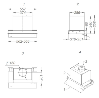 Novy | Hood | Fusion Pro 8710 | Telescopic | Energy efficiency class A+ | Width 60 cm | 682 m³ / h | Touch control | Led | Anthracite