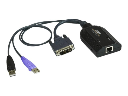 Aten | USB DVI Virtual Media KVM Adapter with Smart Card Support | KA7166 | Link: 1 x RJ-45 Female, Computer: 2 x USB Type A Male, 1 x DVI-D Male.