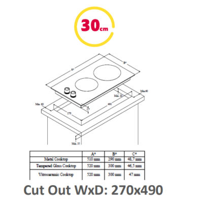 Simfer | Hob | H3.020.DEISP | Induction | Number of burners / cooking zones 2 | Touch | Timer | Black