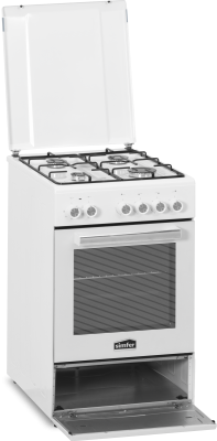 Simfer | Cooker | 5405SERBB | Hob type Gas | Oven type Electric | White | Width 50 cm | Electronic ignition | Depth 60 cm | 43 L