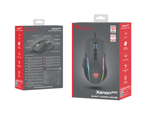 GENESIS Xenon 220 Gaming Mouse, 500 - 6400DPI, Wired, Black | Genesis