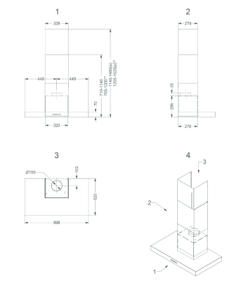 Novy | Hood | Salsa 6510 | Wall mounted | Energy efficiency class A | Width 90 cm | 640 m³ / h | Push Buttons | LED | Stainless steel