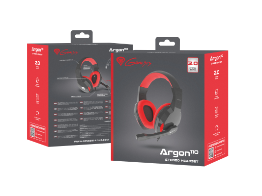 GENESIS ARGON 110 Gaming Headset, On-Ear, Wired, Microphone, Black / Red | Genesis | ARGON 110 | Wired | On-Ear