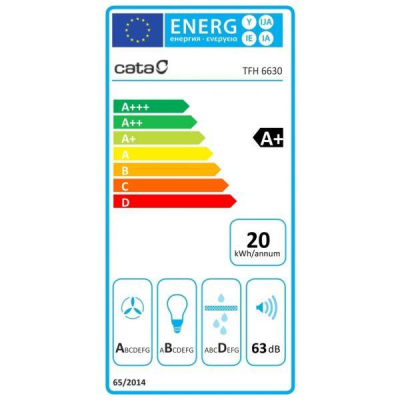 CATA | Hood | TFH 6630 WH | Telescopic | Energy efficiency class A+ | Width 60 cm | 605 m³ / h | Touch control | LED | White