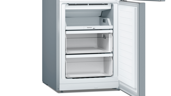 Bosch | Serie 2 Refrigerator | KGN33NLEB | Energy efficiency class E | Free standing | Combi | Height 176 cm | No Frost system | Fridge net capacity 193 L | Freezer net capacity 89 L | 42 dB | Stainless steel