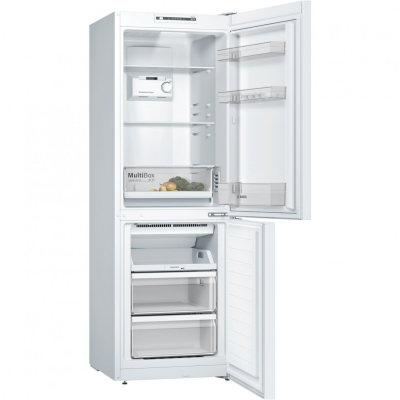 Bosch | Serie 2 Refrigerator | KGN33NWEB | Energy efficiency class E | Free standing | Combi | Height 176 cm | No Frost system | Fridge net capacity 193 L | Freezer net capacity 89 L | 42 dB | White