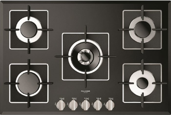 Fulgor | Gas Hob | FCH 775 G WK BK | Gas on glass | Number of burners / cooking zones 5 | Mechanical | Black