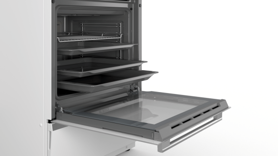 Bosch | Cooker | HLT59E020U | Integrated timer | Hob type Induction | Oven type Electric | White | Width 60 cm | Electronic ignition | Grilling | LCD | Depth 60 cm | 66 L