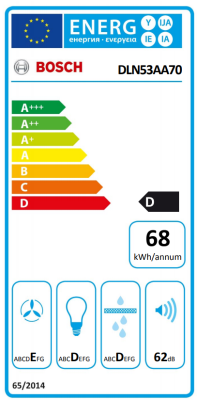 Bosch | Hood Serie 2 | DLN53AA70 | Canopy | Energy efficiency class D | Width 53 cm | 302 m³ / h | Slider control | LED | Anthracite