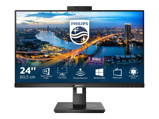Philips | LCD Monitor with Windows Hello Webcam | 242B1H / 00 | 23.8 " | IPS | FHD | 16:9 | 75 Hz | 4 ms | 1920 x 1080 pixels | 250 cd / m² | HDMI ports quantity 1 | Black