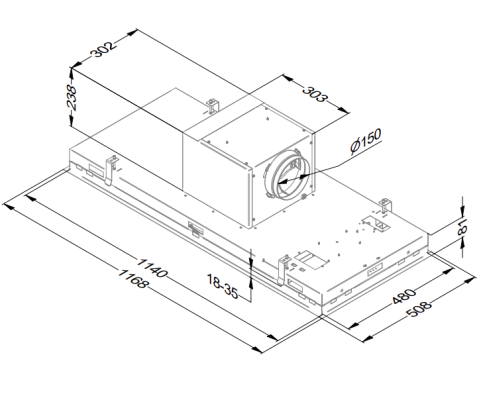 Novy | Hood | Pureline Pro 6940 | Ceiling | Energy efficiency class A | Width 120 cm | 714 m³ / h | Remote control | LED | Stainless steel