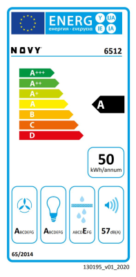 Novy | Hood | Salsa 6512 | Wall mounted | Energy efficiency class A | Width 90 cm | 640 m³ / h | Push buttons | LED | Black