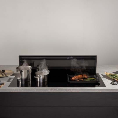 Novy | Hob + Hood | Panorama 120 Pro 42110 | Induction hob with built-in hood | Number of burners / cooking zones 4 | Black | Slider