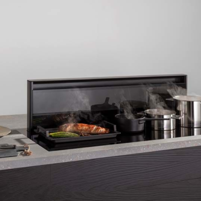 Novy | Hob + Hood | Panorama 120 Pro 42120 | Induction hob with built-in hood | Number of burners / cooking zones 5 | Black | Slider