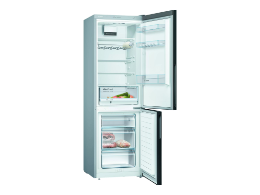 Bosch | Refrigerator | KGV36VBEAS | Energy efficiency class E | Free standing | Combi | Height 186 cm | Fridge net capacity 214 L | Freezer net capacity 94 L | 39 dB | Black