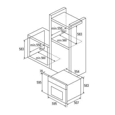 CATA | Oven | MD 6106 X | 60 L | Multifunctional | AquaSmart | Touch control | Height 59.5 cm | Width 59.5 cm | Stainless steel